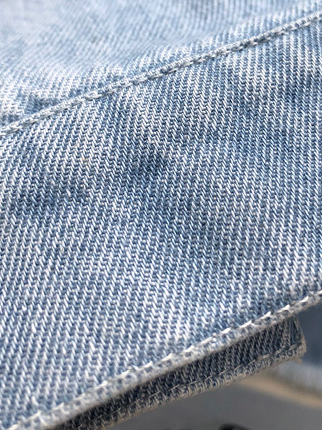 Raw Hem Collared Neck Long Sleeve Denim Jacket S-XL