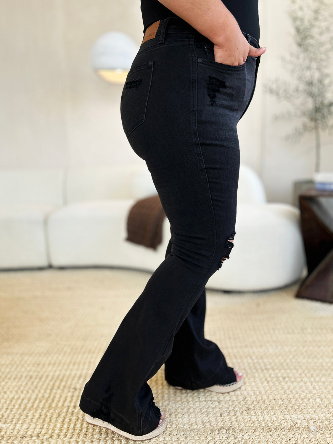 Judy Blue Full Size High Waist Distressed Flare Jeans Sizes 0-24