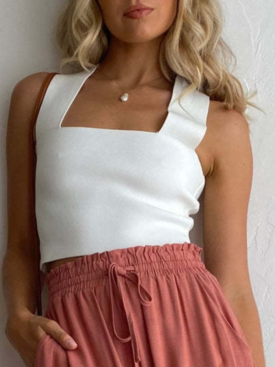 Square Neck Wide Strap Tank Top S-XL