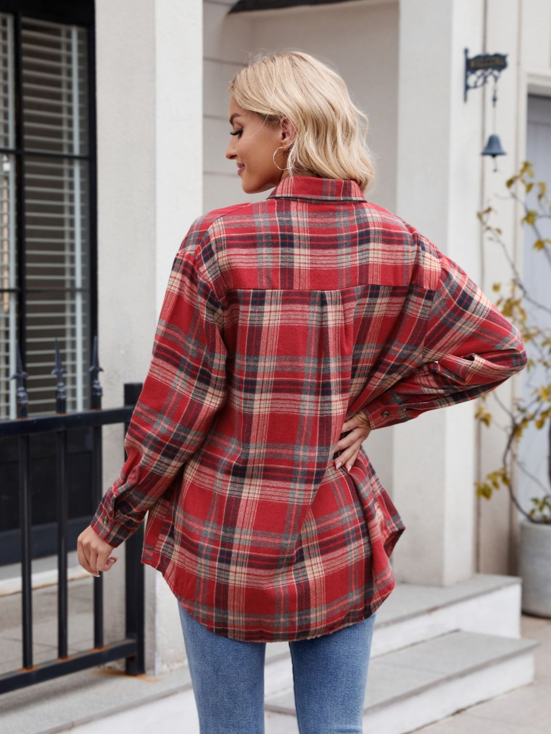 Mandy Plaid Button Up Long Sleeve Shirt S-2XL