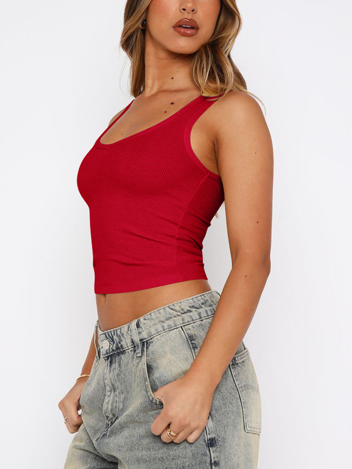 Lovelet Scoop Neck Wide Strap Tank Top S-XL