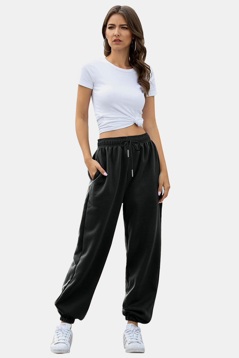 Elastic Waist Joggers with Pockets S-2XL