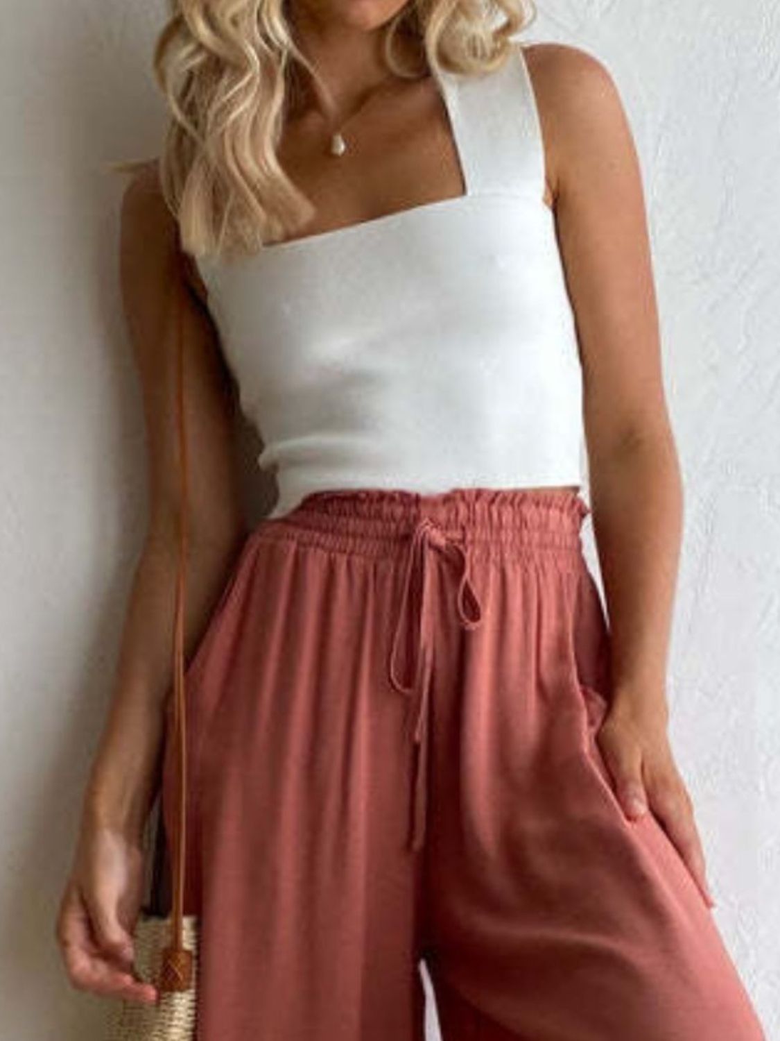 Square Neck Wide Strap Tank Top S-XL