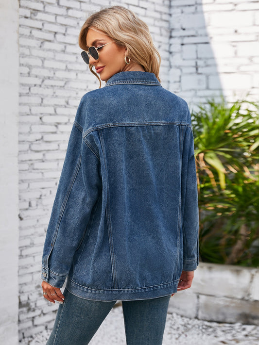 Button Up Long Sleeve Denim Jacket S-XL