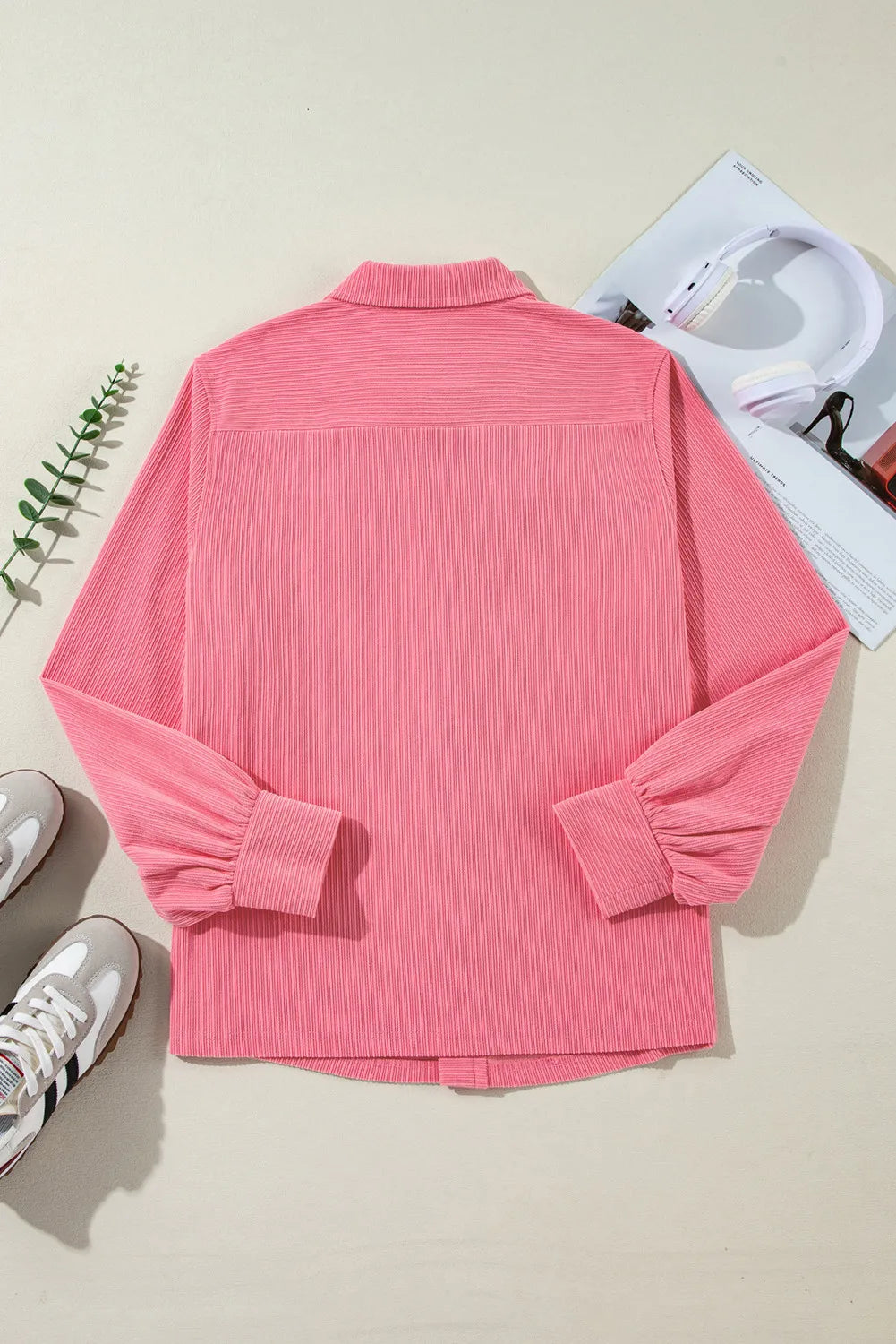 Collared Neck Long Sleeve Shirt S-XL
