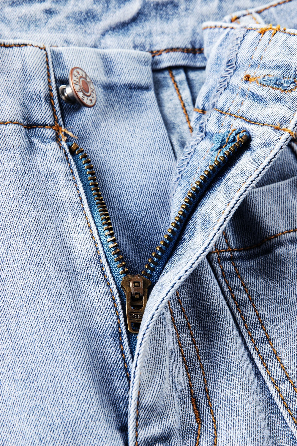 Raw Hem Straight Jeans with Pockets Size 8-16