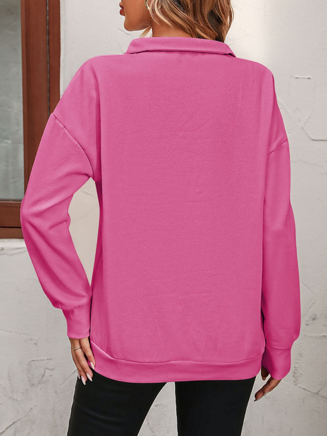 Mandy Zip-Up Dropped Shoulder Sweatshirt S-2XL