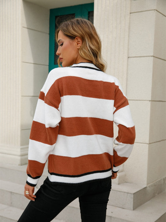 Striped Button Down Cardigan S-XL