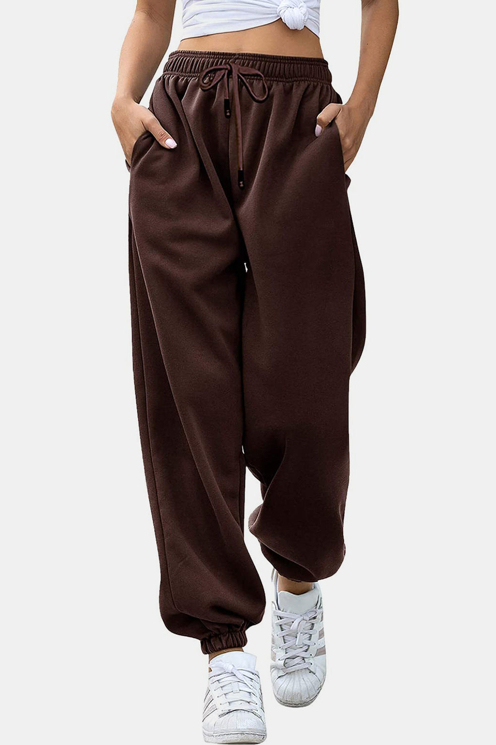 Elastic Waist Joggers with Pockets S-2XL