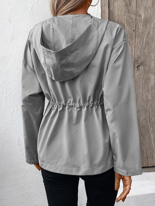 Ivy Lane Drawstring Zip Up Hooded Jacket S-2XL