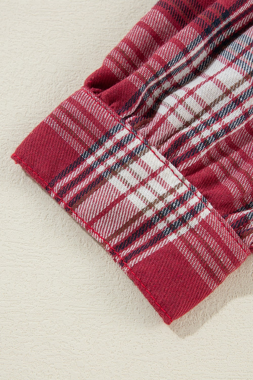 Raw Hem Drawstring Plaid Denim Jacket S-XL