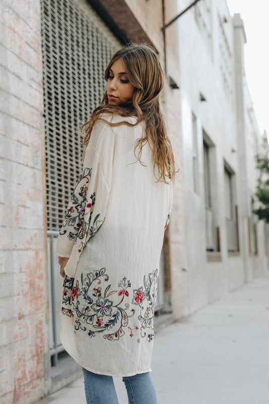 Long Floral Kimono Cardigan Top One Size