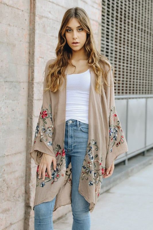 Long Floral Kimono Cardigan Top One Size