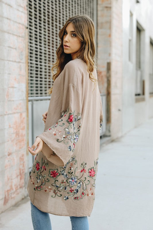 Long Floral Kimono Cardigan Top One Size