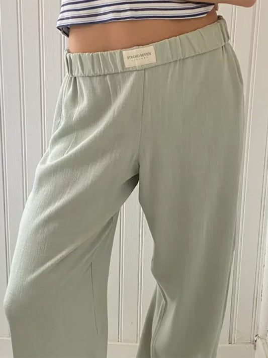 Elastic Waist Wide Leg Pants S-2XL