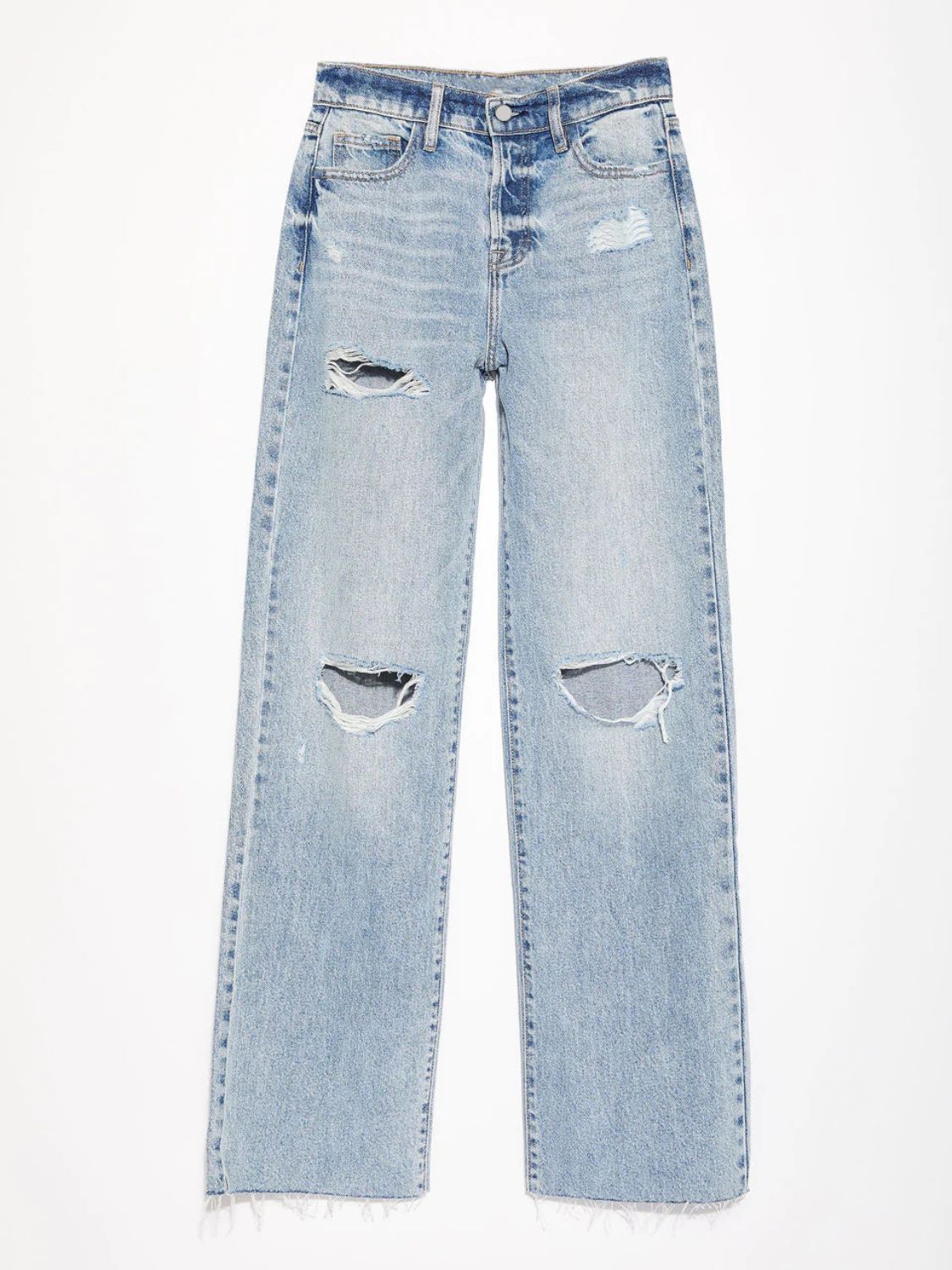Distressed Straight Leg Jeans with Pockets S-2XL
