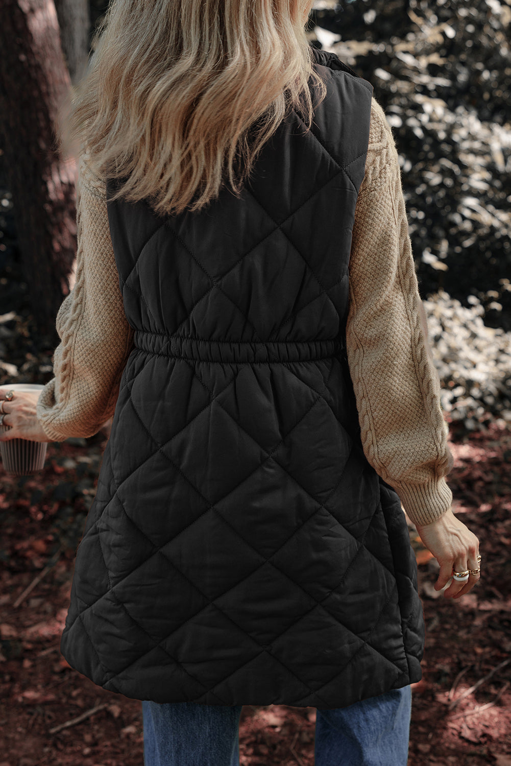 Pocketed Zipper and Button Vest Coat S-XL