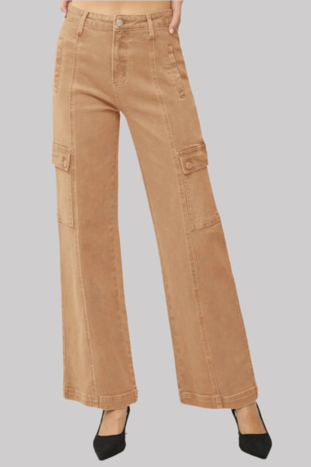 RISEN Full Size High Rise Wide Leg Cargo Jeans 0-3XL