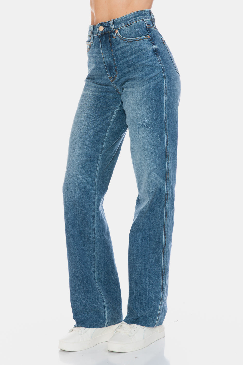 Judy Blue Full Size Tummy Control Cut Raw Hem Straight Jeans Sizes 0-24