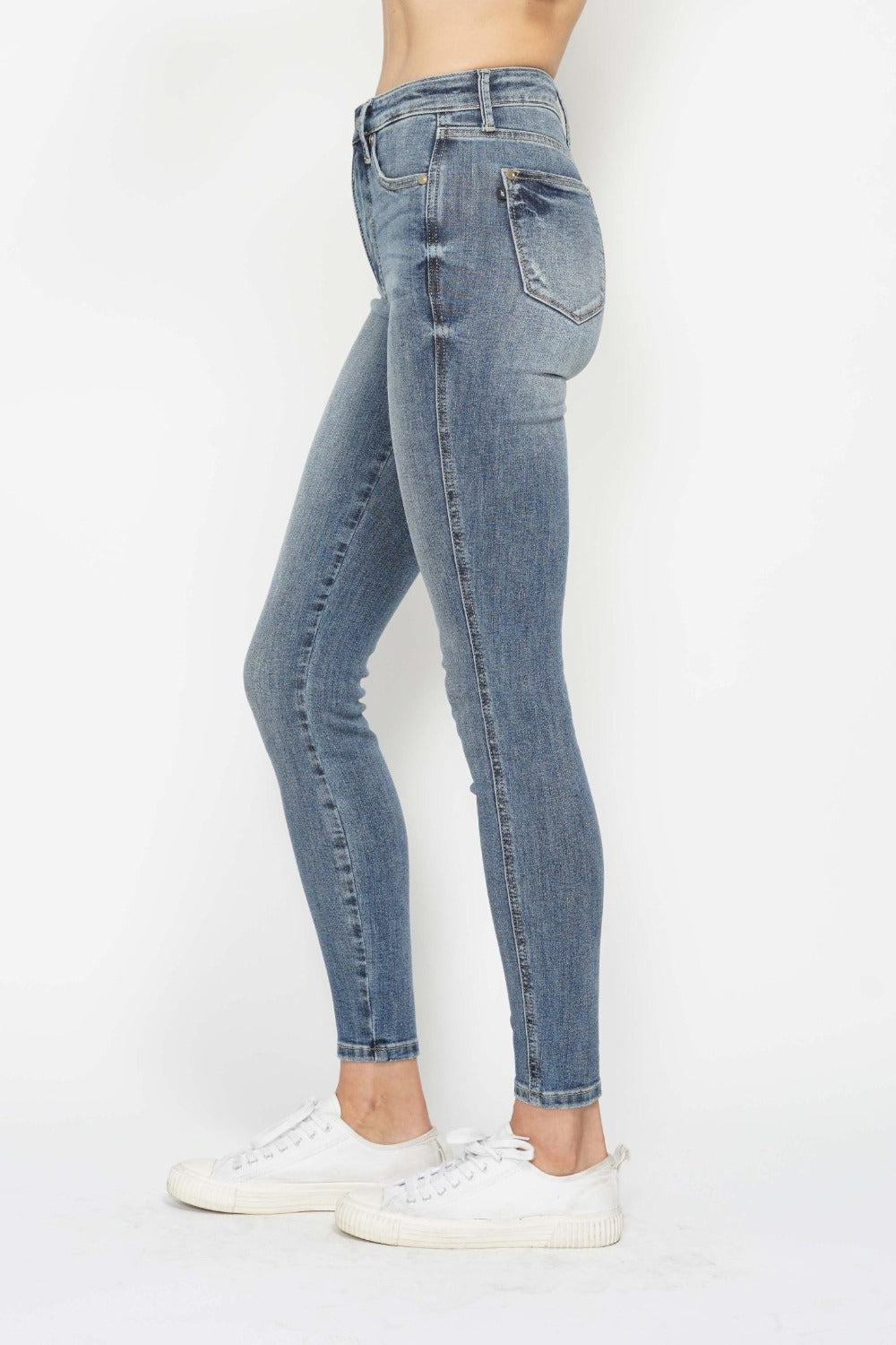 Judy Blue Full Size Tummy Control Contrast Wash Skinny Jeans Sizes 0-24
