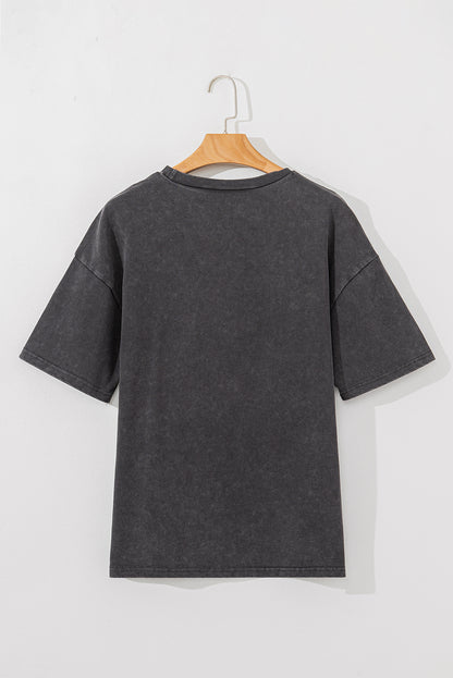 Cheetah Mineral Wash Round Neck Top Half Sleeve T-Shirt S-XL
