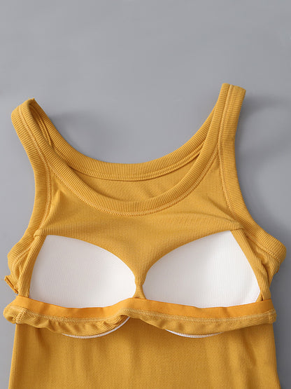 Round Neck Tank with Bra S-XL