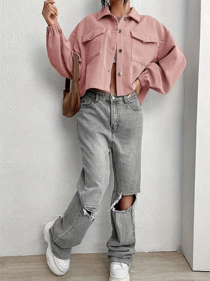 Collared Neck Dropped Shoulder Jacket Sizes S-XL
