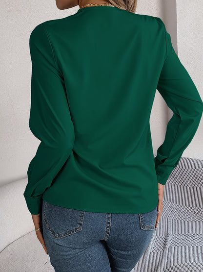 V-Neck Long Sleeve Blouse S-XL