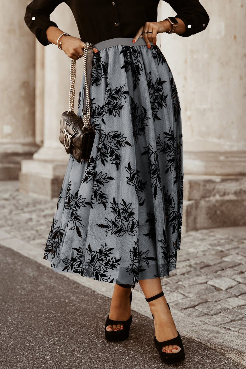 Embroidered High Waist Maxi Skirt XS-XL