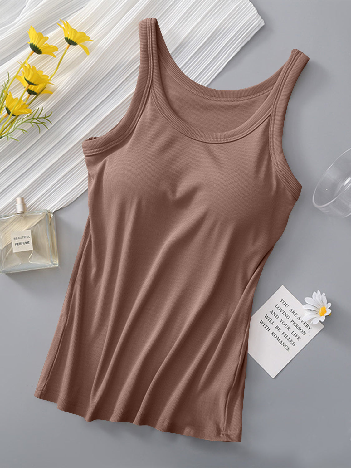 Round Neck Tank with Bra S-XL