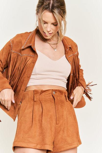 Suede studded fringe jacket S-3XL