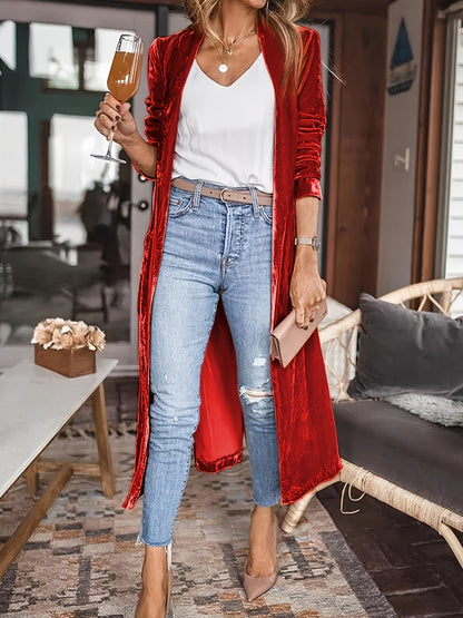 Open Front Long Sleeve Coat S-2XL