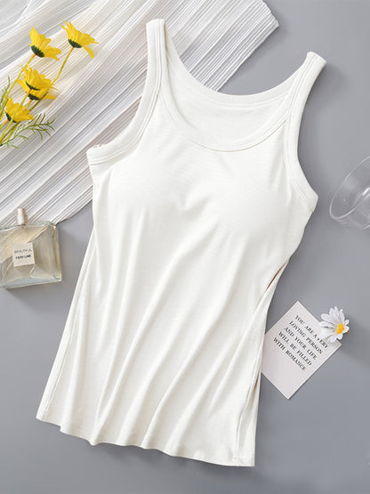 Round Neck Tank with Bra S-XL