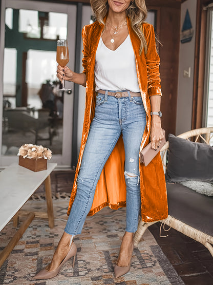 Open Front Long Sleeve Coat S-2XL