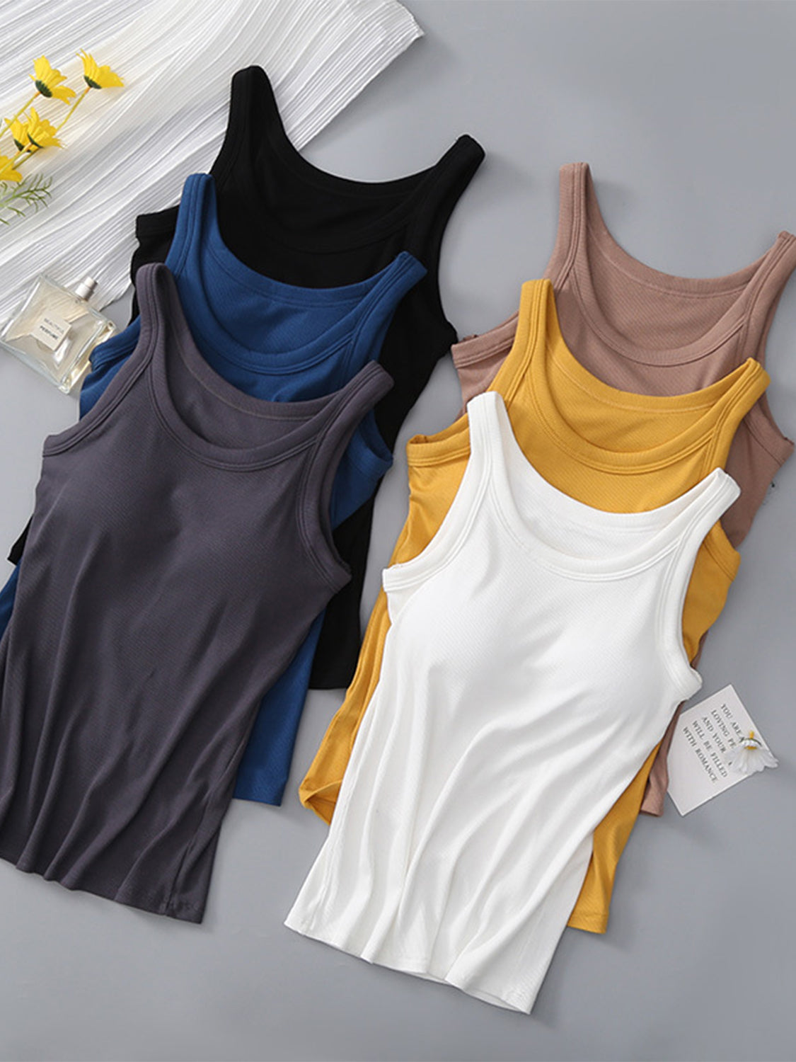 Round Neck Tank with Bra S-XL