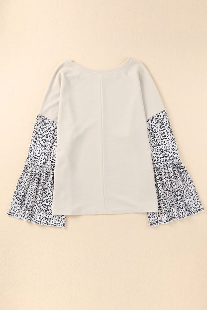 Plus Size Leopard Round Neck Long Sleeve Top 1XL-5XL