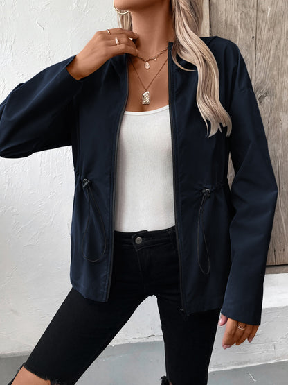 Ivy Lane Drawstring Zip Up Hooded Jacket S-2XL