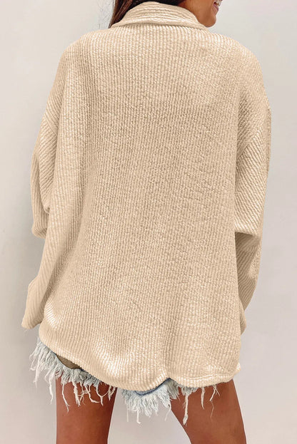 Button Up Long Sleeve Shacket Corduroy Top Size S-2XL
