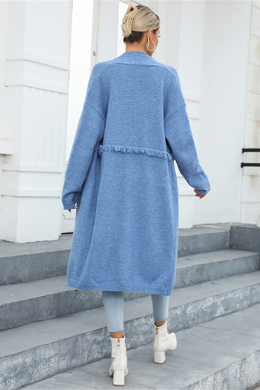 Open Front Pocketed Cardigan S-XL