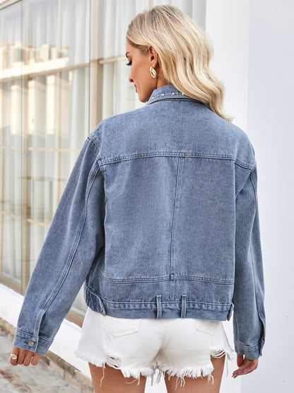 Studded Long Sleeve Denim Jacket S-XL