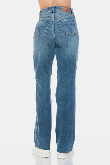 Judy Blue Full Size Tummy Control Cut Raw Hem Straight Jeans Sizes 0-24