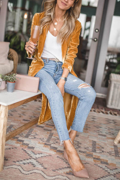 Open Front Long Sleeve Coat S-2XL