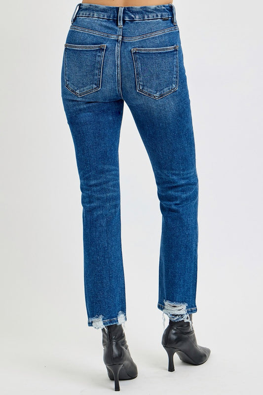 RISEN Full Size High Rise Distressed Crop Straight Jeans Sizes 0-3XL
