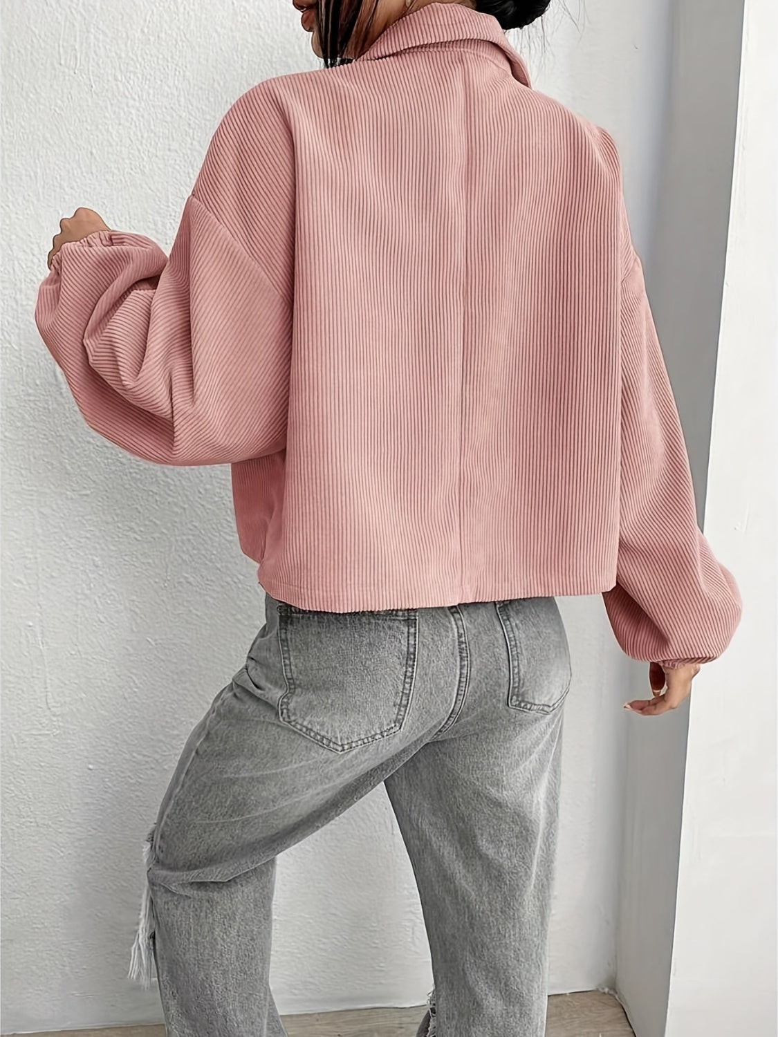 Collared Neck Dropped Shoulder Jacket Sizes S-XL