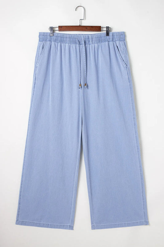 Plus Size Drawstring Wide Leg Jeans 1XL-4XL
