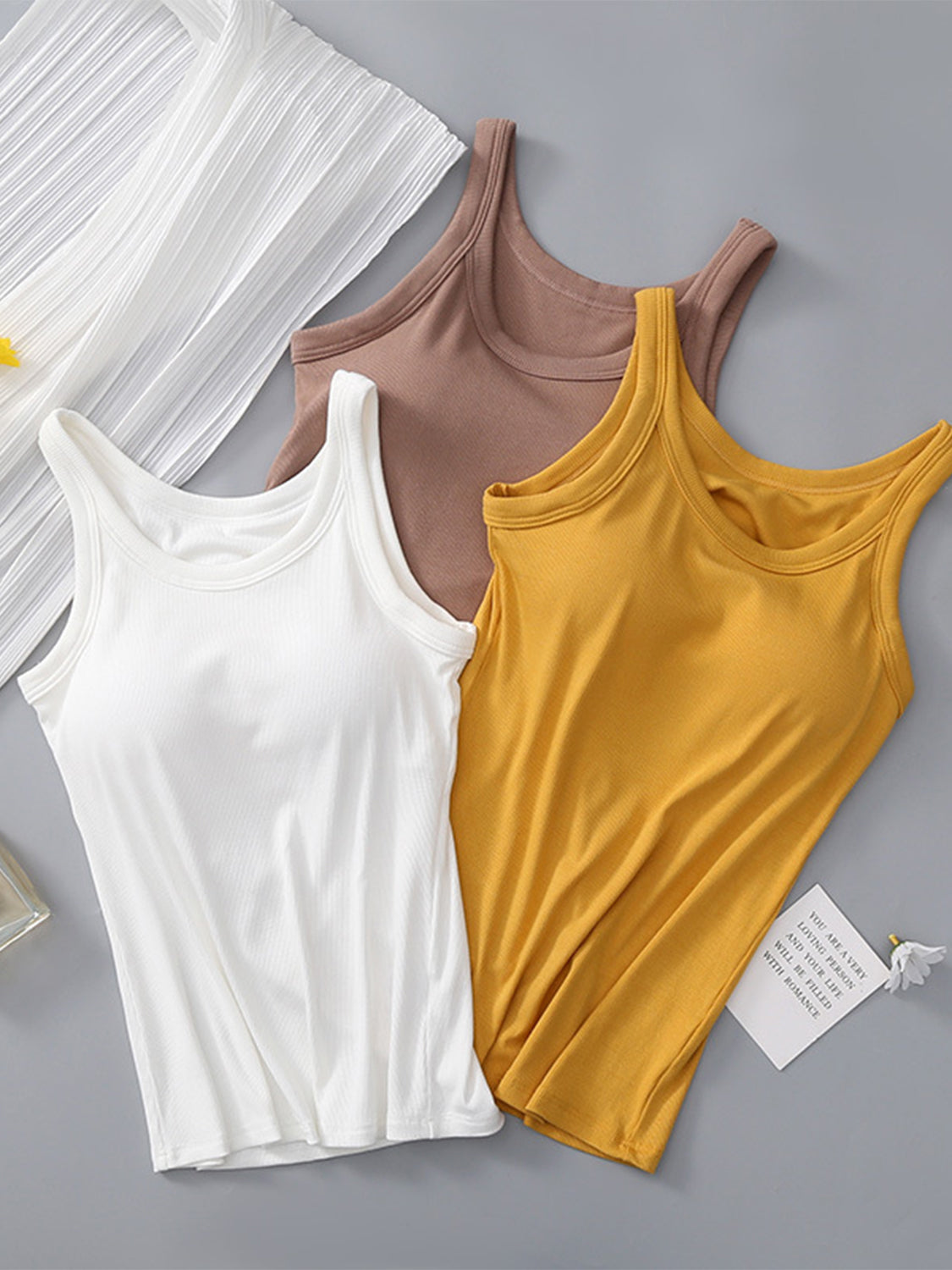 Round Neck Tank with Bra S-XL