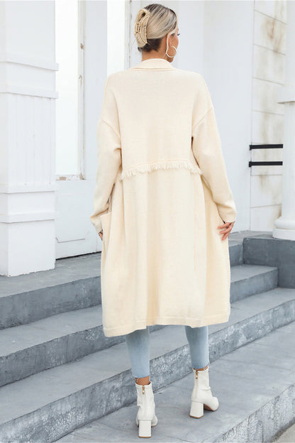 Open Front Pocketed Cardigan S-XL