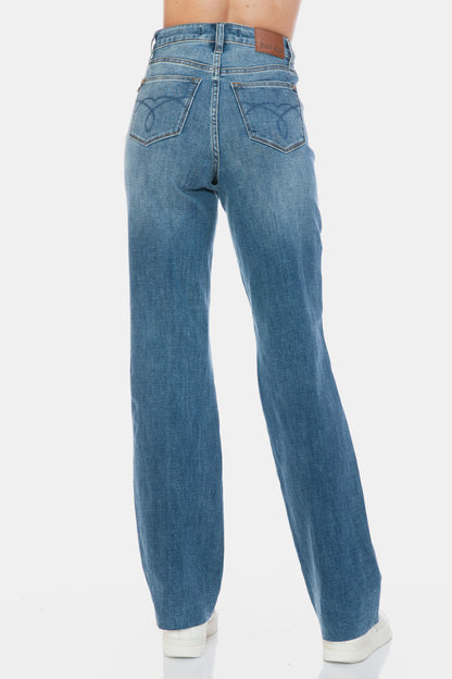 Judy Blue Full Size Tummy Control Cut Raw Hem Straight Jeans Sizes 0-24