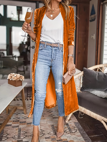Open Front Long Sleeve Coat S-2XL