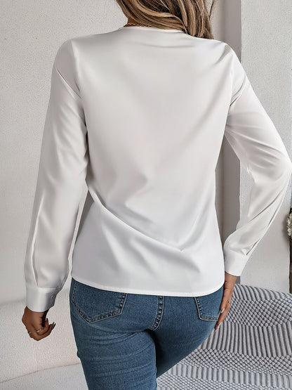 V-Neck Long Sleeve Blouse S-XL